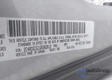 2016 Dodge Grand Caravan Sxt from USA, damaged, VIN 2C4RDGCG1GR362612